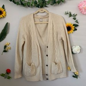 Forever 21 Knit Cream Long Sleeve Cardigan